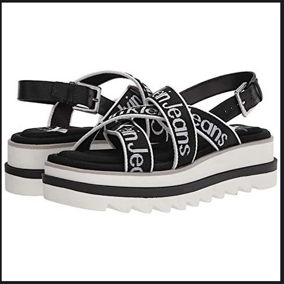 NEW Logo Calvin Klein Platform Sandals Sneakers Size 8.5 8 - Picture 1 of 5